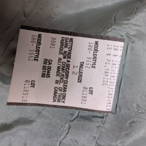 1990s Louben Wool Cashmere Blend Zip Jacket Blazer Gray Blue EUC Size 12 - Picture 8 of 9